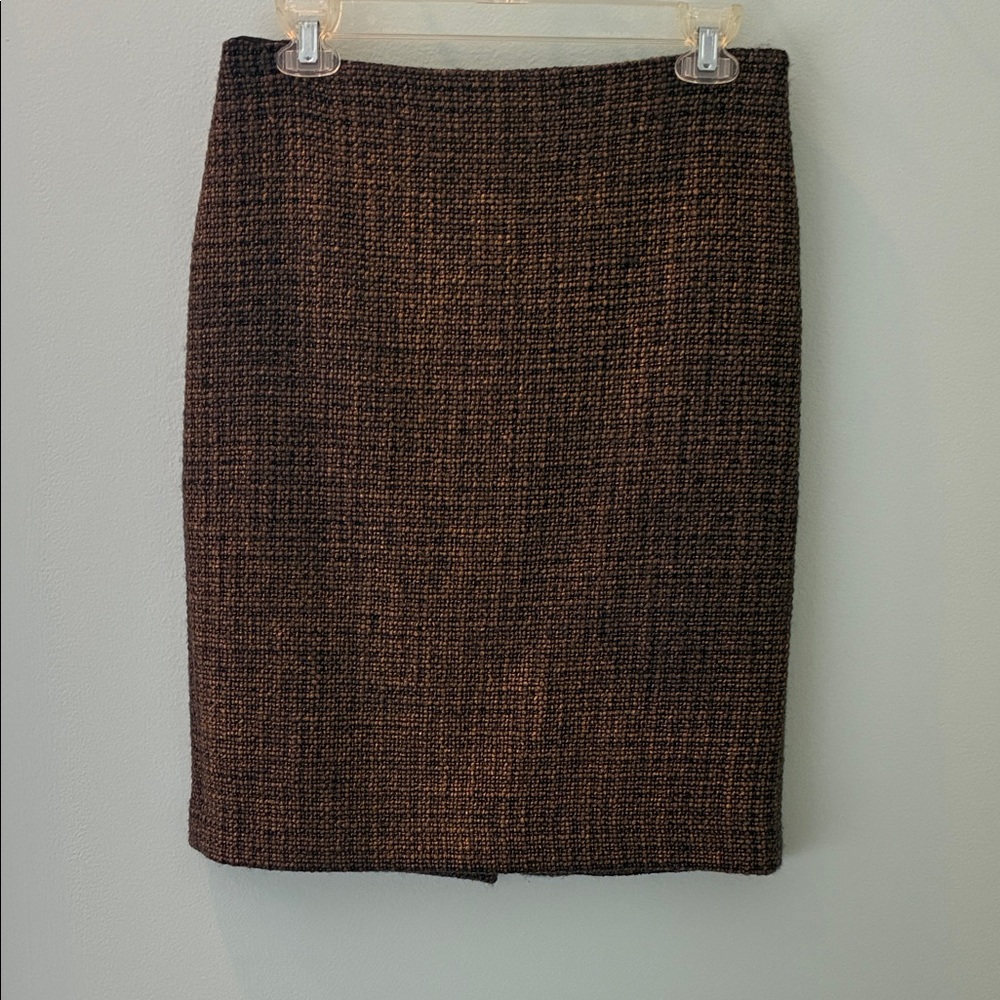 Talbots straight skirt, size 4p, black, brown and gold tweed